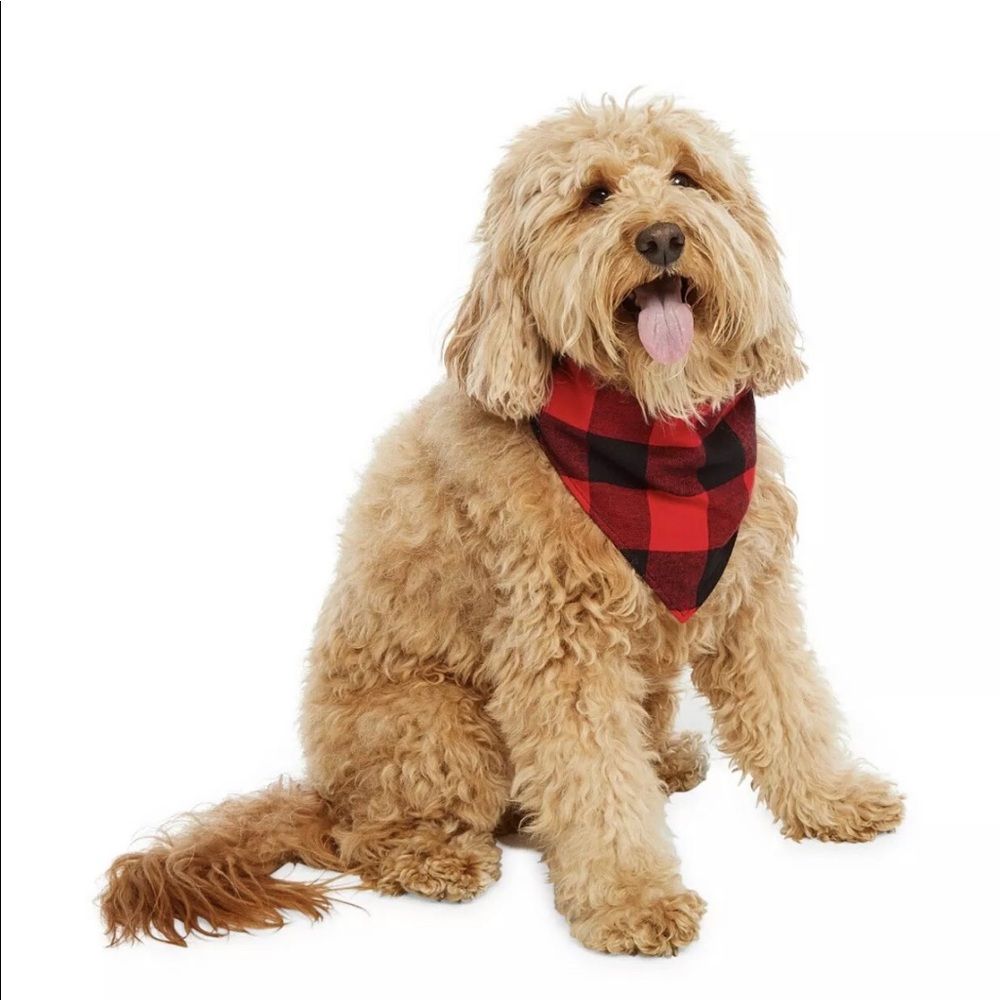 Holiday Buffalo Check Plaid Pet Bandana Red & Blk